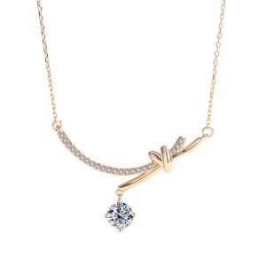 s925 sterling silver face clavicle chain moissanite necklace