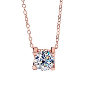 S925 sterling silver rose gold Moissanite necklace