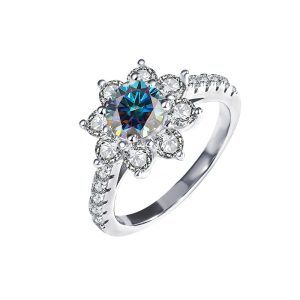 Blue Moissanite diamond ring for women