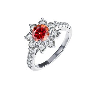 Red Moissanite diamond ring for women