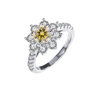 Yellow Moissanite diamond ring for women