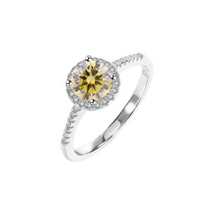 S925 sterling silver Yellow Moissanite ring