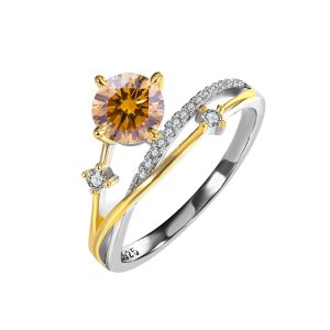Crown color Brown Moissanite diamond ring