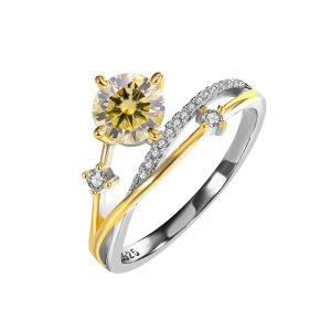 Crown color Yellow Moissanite diamond ring