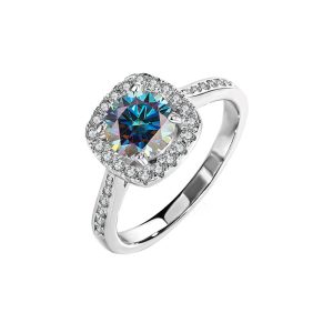 S925 sterling silver Blue Moissanite diamond ring