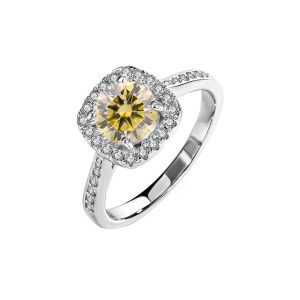 S925 sterling silver Yellow Moissanite diamond ring