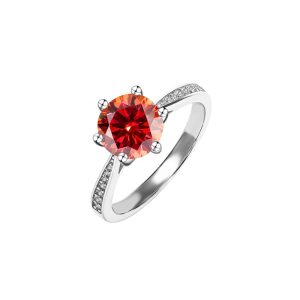 S925 sterling silver Red Moissanite ring women