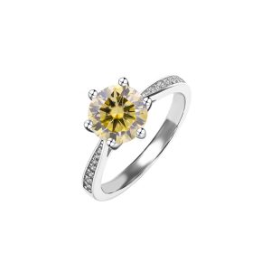 S925 sterling silver Yellow Moissanite ring women