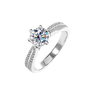 Queen Sterling Silver S925 Moissanite Six Claws Ring