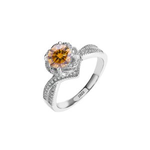 925 sterling silver Brown Moissanite ring for women
