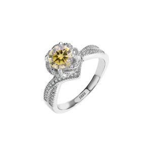 925 sterling silver Yellow Moissanite ring for women