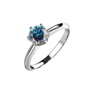 Marriage engagement S925 sterling silver Blue Moissanite ring