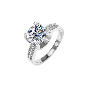 s925 silver ring double row classic moissanite ring
