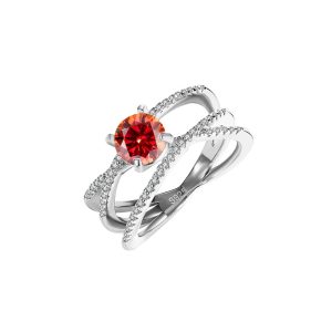 European S925 sterling silver Red Moissanite ring