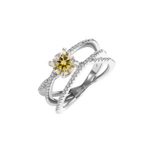 European S925 sterling silver Yellow Moissanite ring