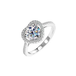 S925 sterling silver love moissanite diamond ring