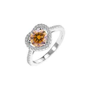 S925 sterling silver love Brown Moissanite diamond ring