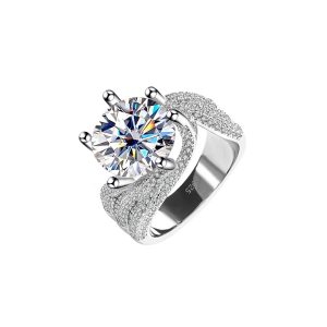 S925 silver platinum-plated moissanite diamond ring