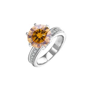 925 sterling silver six-claw Brown Moissanite ring