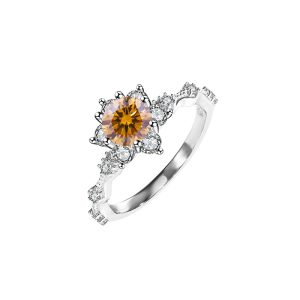 S925 sterling silver Six Claw Brown Moissanite Ring