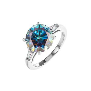 5 carat s925 sterling silver Blue Moissanite diamond ring