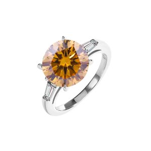 5 carat s925 sterling silver Brown Moissanite diamond ring