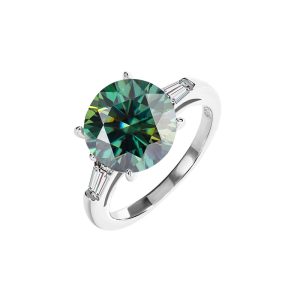 5 carat s925 sterling silver Green Moissanite diamond ring