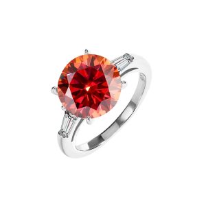 5 carat s925 sterling silver Red Moissanite diamond ring