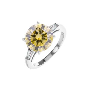 5 carat s925 sterling silver Yellow Moissanite diamond ring