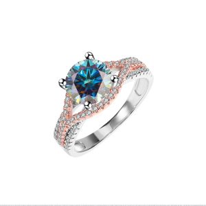S925 silver Blue Moissanite diamond ring