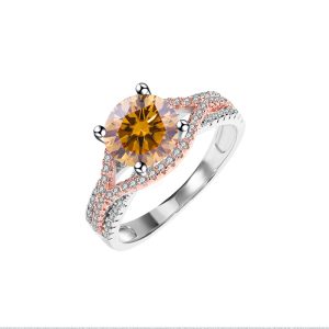 S925 silver Brown Moissanite diamond ring