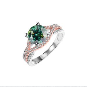 S925 silver Green Moissanite diamond ring