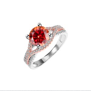 S925 silver Red Moissanite diamond ring