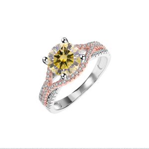 S925 silver Yellow Moissanite diamond ring