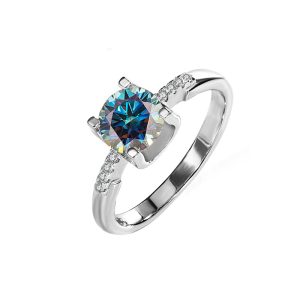 four claw Blue Moissanite diamond pair ring