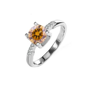 four claw Brown Moissanite diamond pair ring