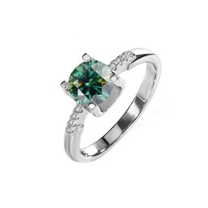 four claw Green Moissanite diamond pair ring