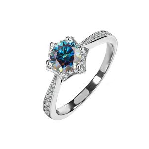Cross-border S925 sterling silver Blue Moissanite ring