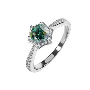 Cross-border S925 sterling silver Green Moissanite ring