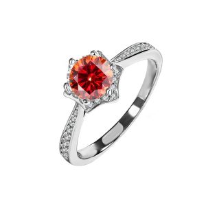 Cross-border S925 sterling silver Red Moissanite ring