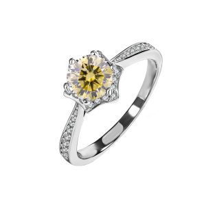 Cross-border S925 sterling silver Yellow Moissanite ring