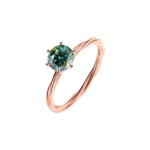925 sterling silver Green Moissanite diamond ring