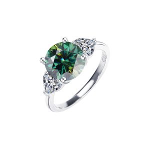 Europe and America 3 carat Green Moissanite ring