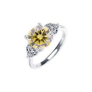 Europe and America 3 carat Yellow Moissanite ring