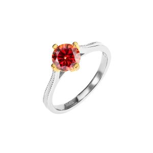 S925 sterling silver gold four-claw ring Red Moissanite ring