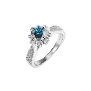 925 sterling silver Blue Moissanite wedding ring
