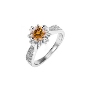 925 sterling silver Brown Moissanite wedding ring