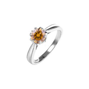 S925 sterling silver snowflake six-claw diamond ring
