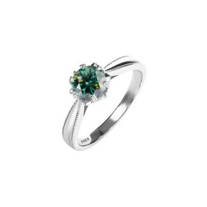 S925 sterling silver snowflake six-claw diamond ring