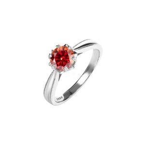 S925 sterling silver snowflake six-claw diamond ring